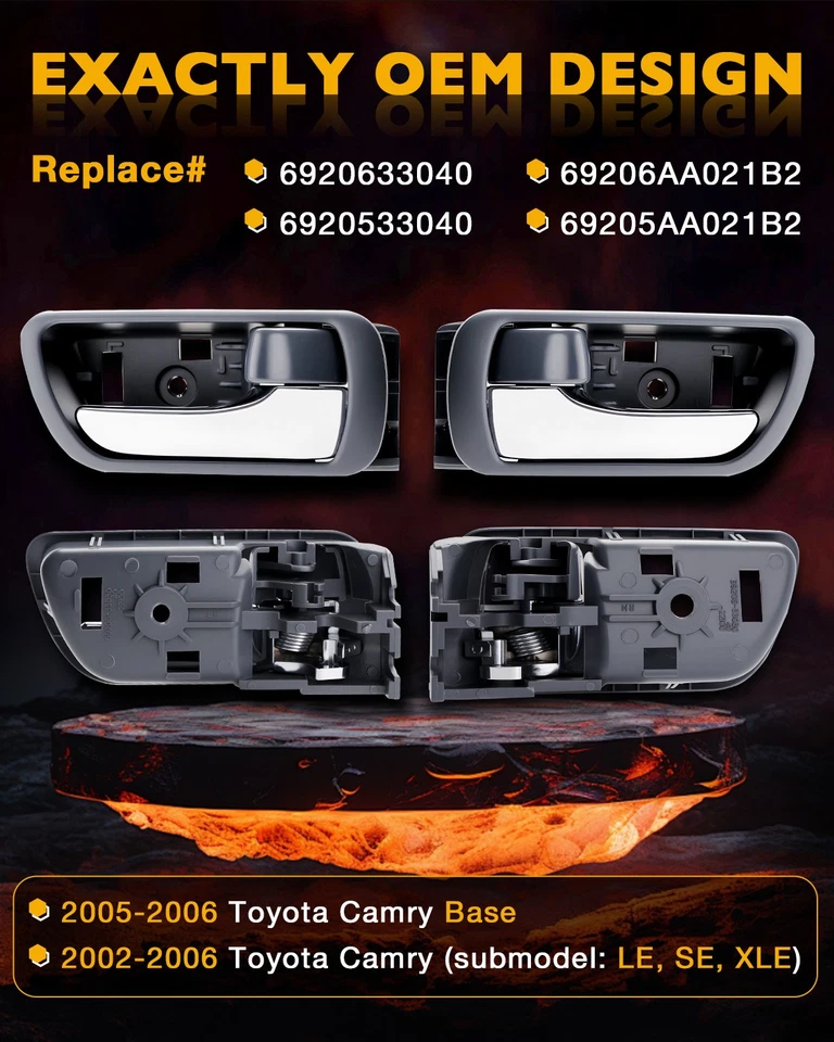 8X Exterior & Interior Inner Door Handles Set w/ Bezel For 2002-06 Toyota Camry - Image 3 of 4