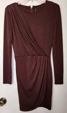 W118 by Walter Baker Women's Brown Long Sleeve Faux Wrap Tina Dress Size S