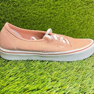Vans Authentic Mens Size 8 Womens 9.5 Peach White Athletic Skate Shoes Sneakers