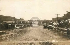 Wilcox NE Nebraska Street View 2 RPPC Photo Postcard COPY
