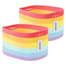 Cotton Rope Storage Basket, 15x10x9 Inches, Woven Basket for Shelves, Clothes...