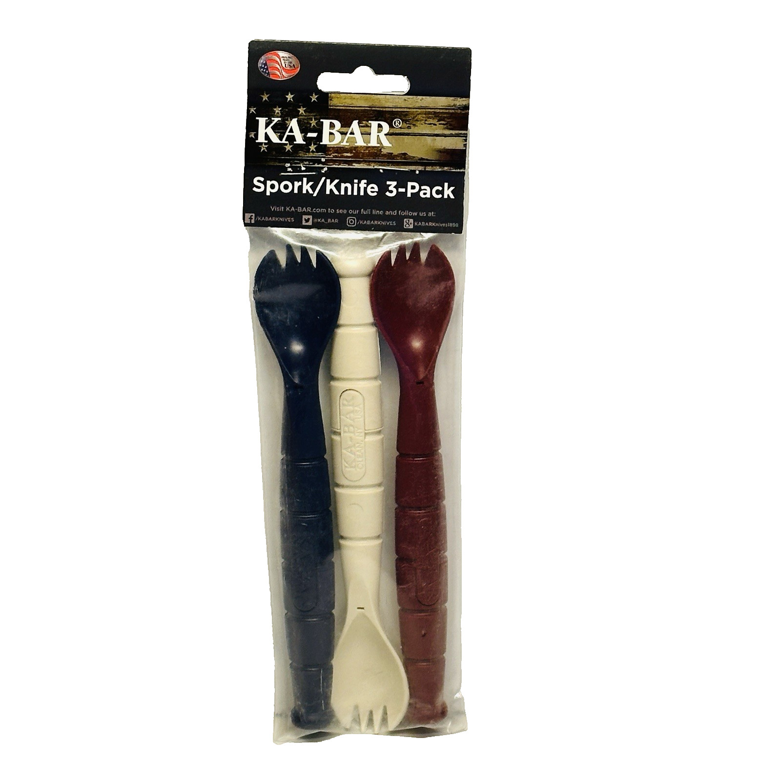 Ka-Bar Spork (Fork/Spoon) Knife Camping Tactical Utensils 3 Pack 9909 USA