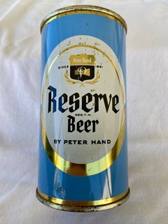 FLAT TOP BEER CAN EMPTY RESERVE BY PETER HAND 113 34 CHICAGO ILLINOIS