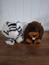 Two Vintage 1994 Puffkins Plush White Tiger Beaver