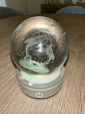 3d Dolphin Crystal Ball Night Lights Exquisite Crystal Dolphin Figurines For Bed
