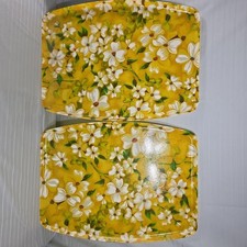 Vintage 60s LARGE 21"x16" Floral Mid Century Fiberglass Serving Tray Retro