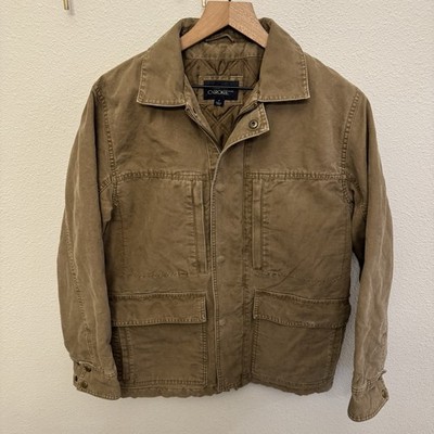 Cherokee Field Jacket Men's S Brown Chore Pockets Quilt Lined Insulated Snap Zip
