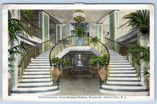 1934 CRANE NATIONAL EXHIBIT GRAND STAIRWAY BOARDWALK ATLANTIC CITY NJ POSTCARD