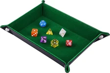 SIQUK Double Sided Dice Tray Folding Rectangle PU Leather and Dark Green 