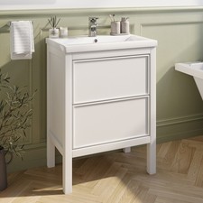 600mm White Freestanding Vanity Unit with Basin - Avebury BUN/AVW600/95423