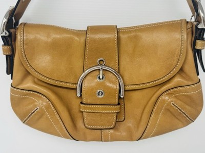COACH Y2K Vintage Soho Small Buckle Flap Leather Shoulder Bag British Tan 9247