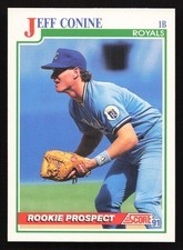 1991 Score #722 Jeff Conine RC Rookie Card Kansas City Royals QTY Available. rookie card picture
