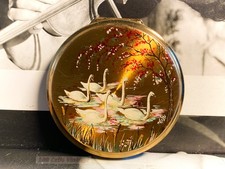 Swans 1950s Stratton Vintage Powder Compact Makeup Mirror-1b