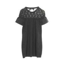【Dress】CHANEL Coco Mark Knit Dress Cashmere Gray From Japan USED Good