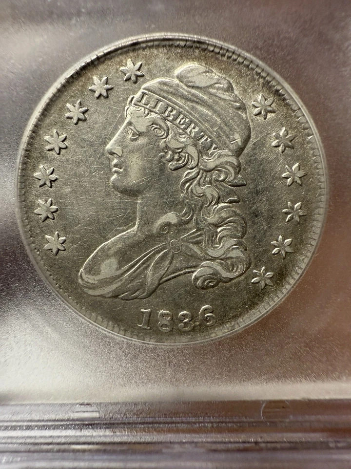 1836 Capped Bust Half Dollar 50C ICG EF45 Extra Fine XF45 Lettered Edge - Image 2 of 3