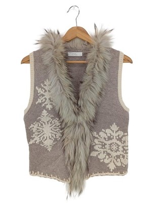NICE CONNECTION Strickweste Damen Weste Gr. DE 36 hellgrau Casual-Look