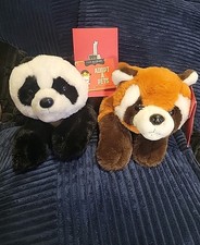 Set of 2 FAO Schwarz Adopt A Pets Panda and Red Panda Plush Stuffed Animals New