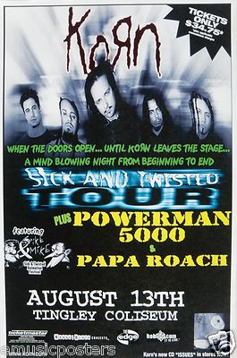 KORN / POWERMAN 5000 / PAPA ROACH 2000 DENVER CONCERT TOUR POSTER