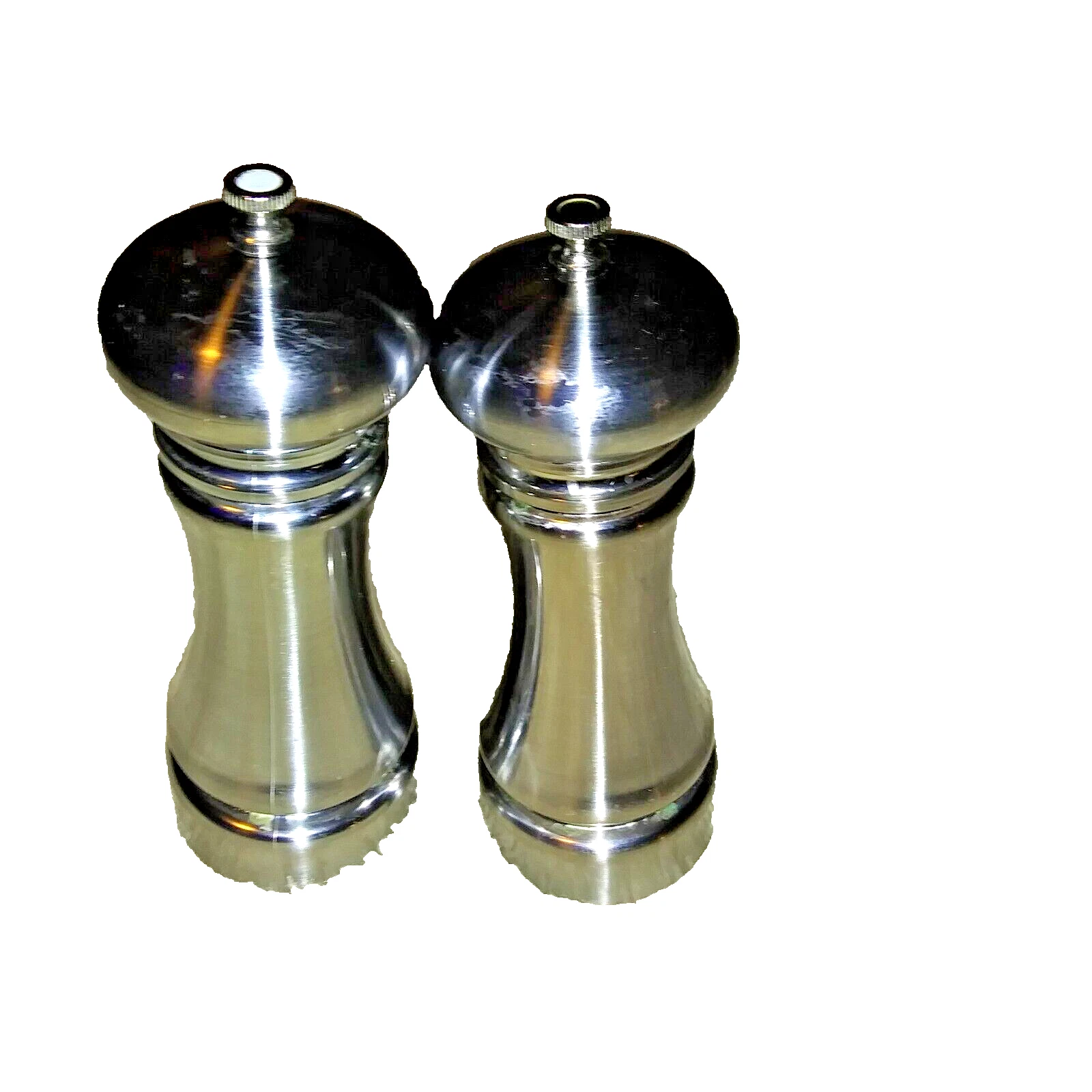 Olde Thompson 7" Tall Silver Carbon Steel Grinder Salt & Pepper Mill Set