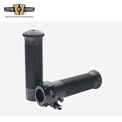 Black Throttle and Handle Grips Fits For Harley Davidson 1''Handlebars