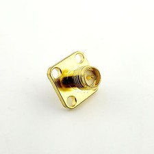 RP-SMA Female Plug Male Pin Chassis Panel Mount 4 Hole Flange Solder Connector