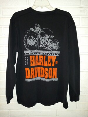 Harley-Davidson Men's Long Sleeve Black T-Shirt Legendary Size L