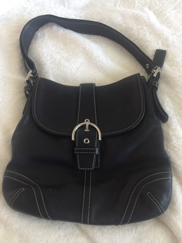 Coach Black Leather Flap Shoulder Messenger Crossbody Bag MINT CONDITION