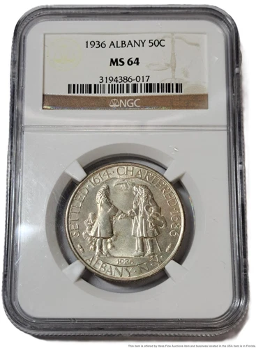 1936 P Albany Commemorative Half Dollar NGC MS 64 50C Coin   