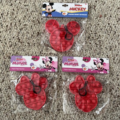 Disney Junior Minnie Mickey 3 Popper Fidget Keychain New Large 5  Keychains