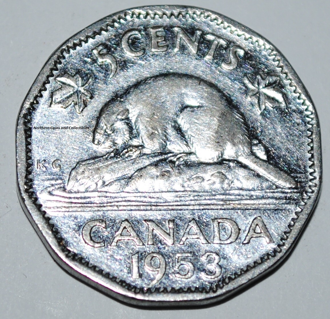Canada 1953 5 cents SF Near Five Cents Canadian Nickel