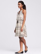 NWT space dye cream stripe tie front dress from Banana Republic Size 6 $130 