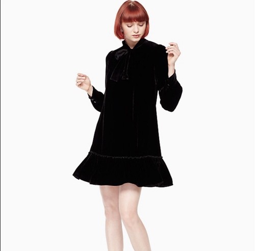 Kate Spade Black Velvet Tie Front Shift 