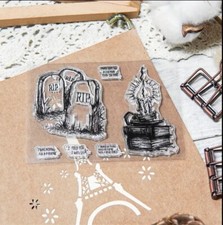 Small 6pcs Tombstone And Candle Transparent Silicone Stamp DIY Scrapbook