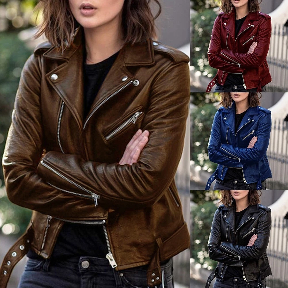 Slim pu deals leather jacket