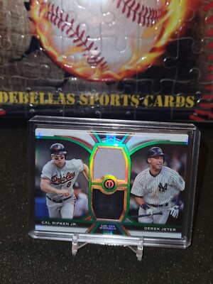 CAL RIPKEN JR. & DEREK JETER 2023 Topps Tribute Dual Relic Patch Card # 82/99