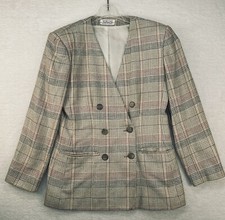VTG Talbots Evan-Picone Double Breasted Blazer Sz 8 Viscose Silk Blend 2962