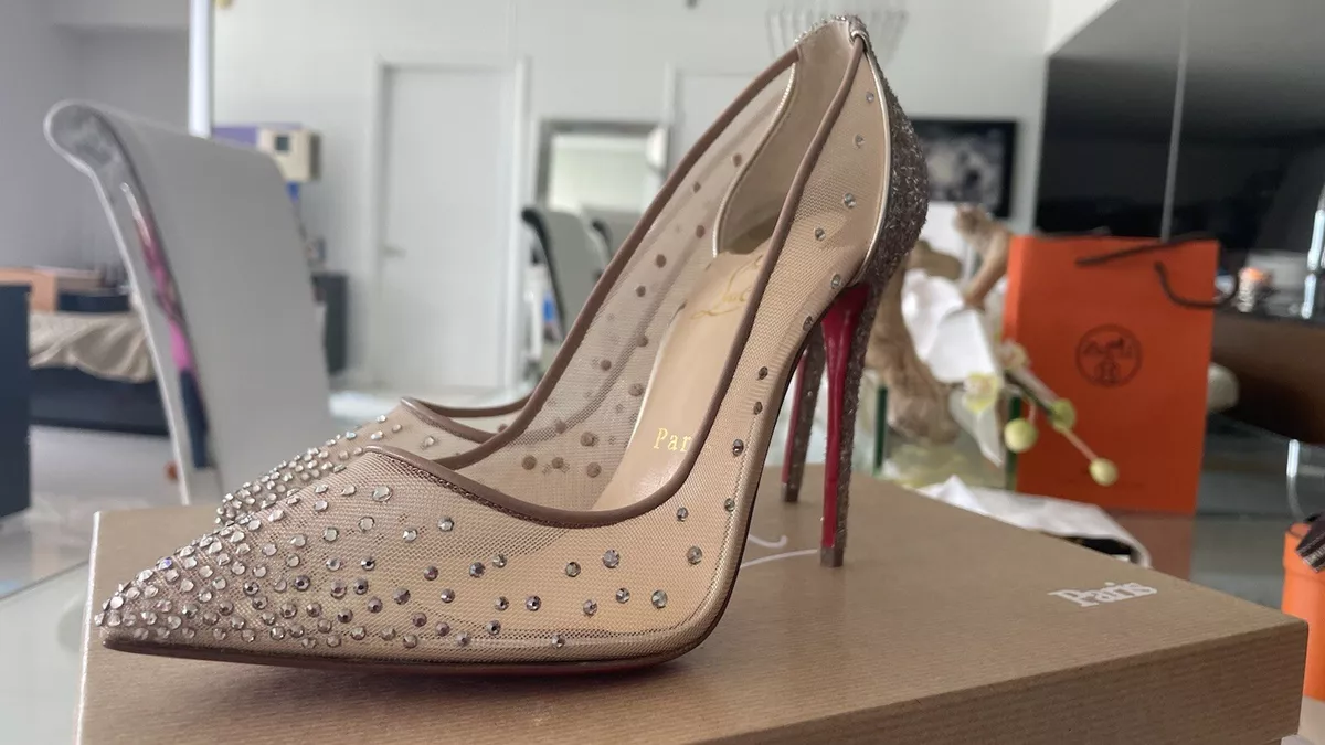 Christian Louboutin Follies Strass 100 Mesh Pump