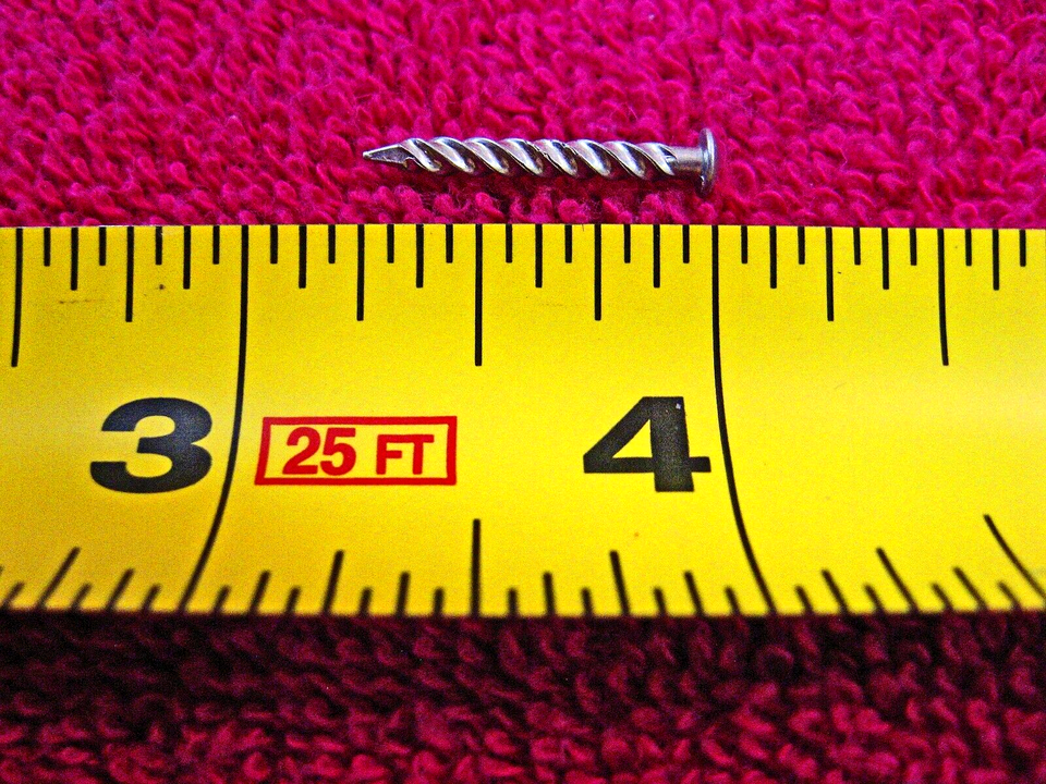 METAL TRIM NAILS 3/4" Bright Steel, Twisted Shank, Round Head (50 count