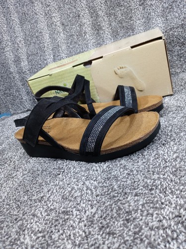 NAOT Chloe US 9 / EU 40 Met Black Sling Back Strap Open Toe Sandals Womens Cork  - Picture 12 of 17