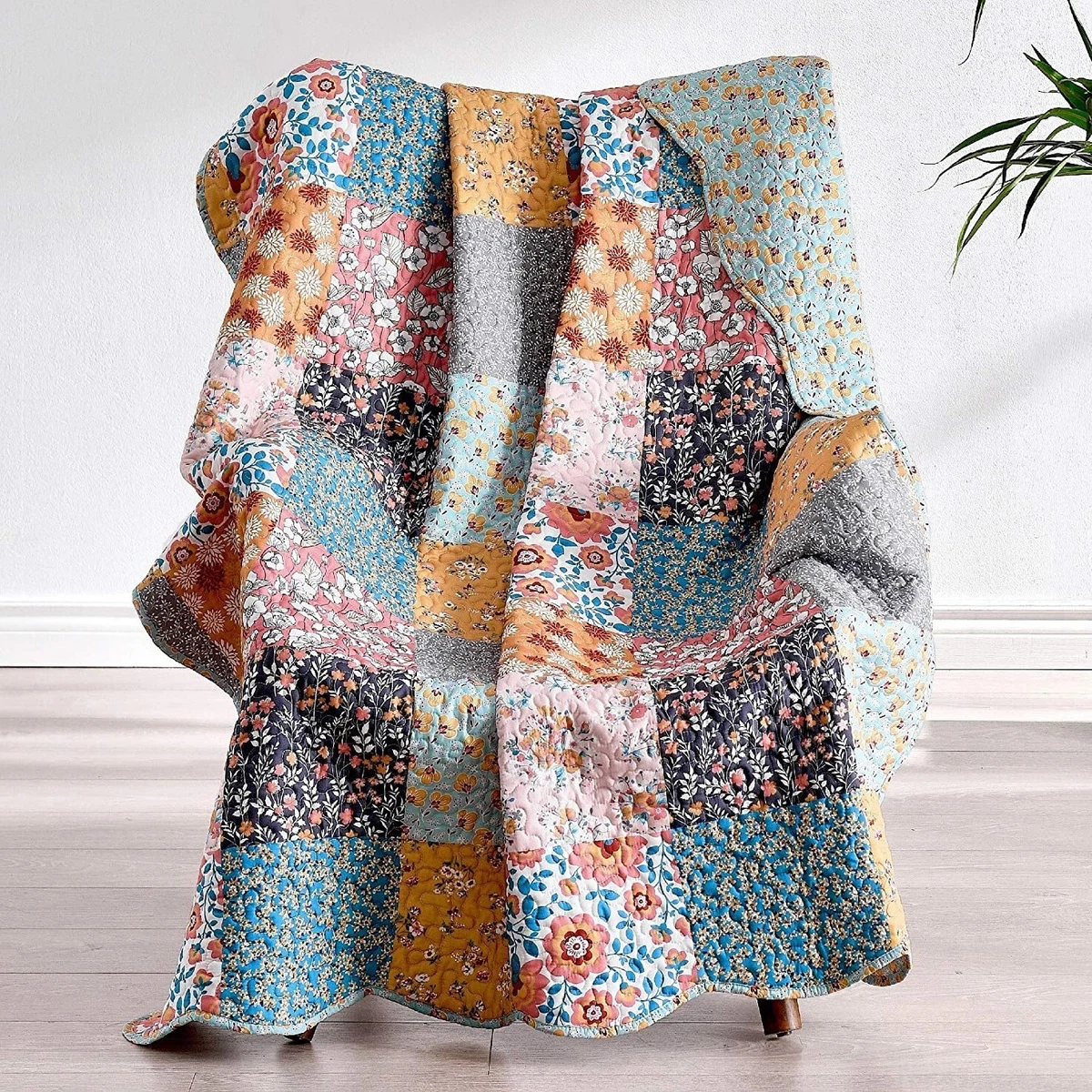 Gold quilted online throw