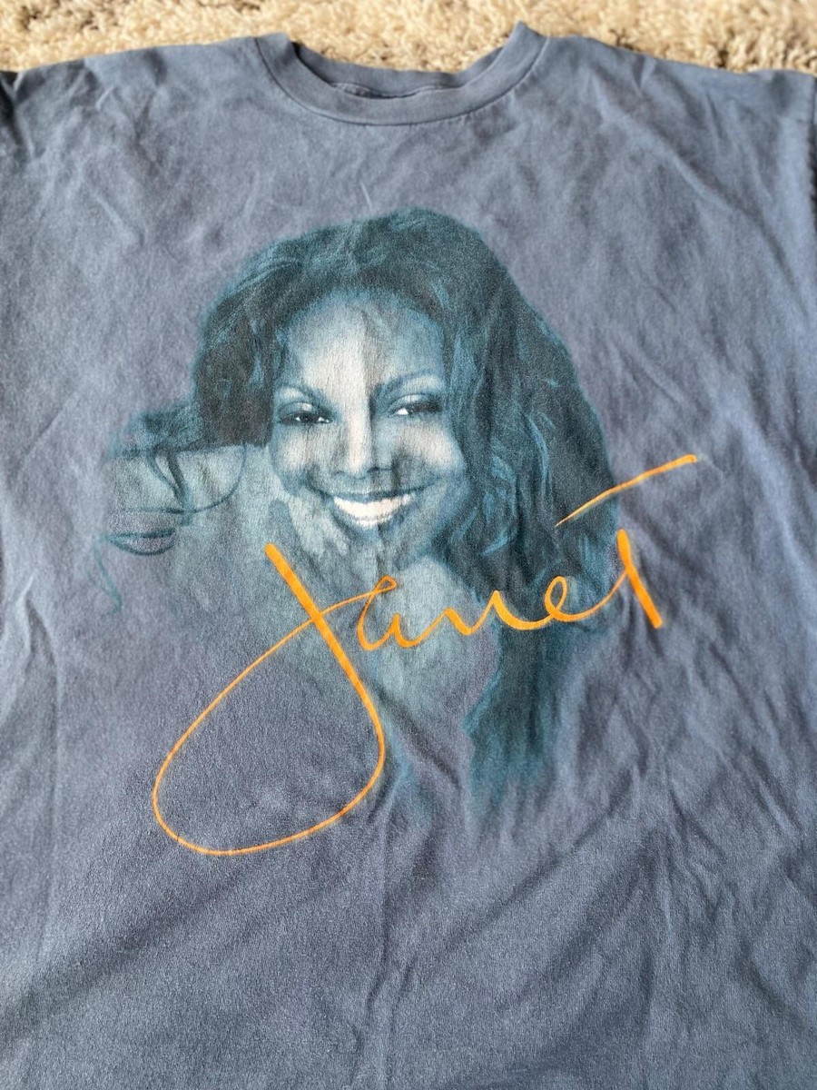 Vintage Janet Jackson Janet 2001 All For You Tour Blue T Shirt
