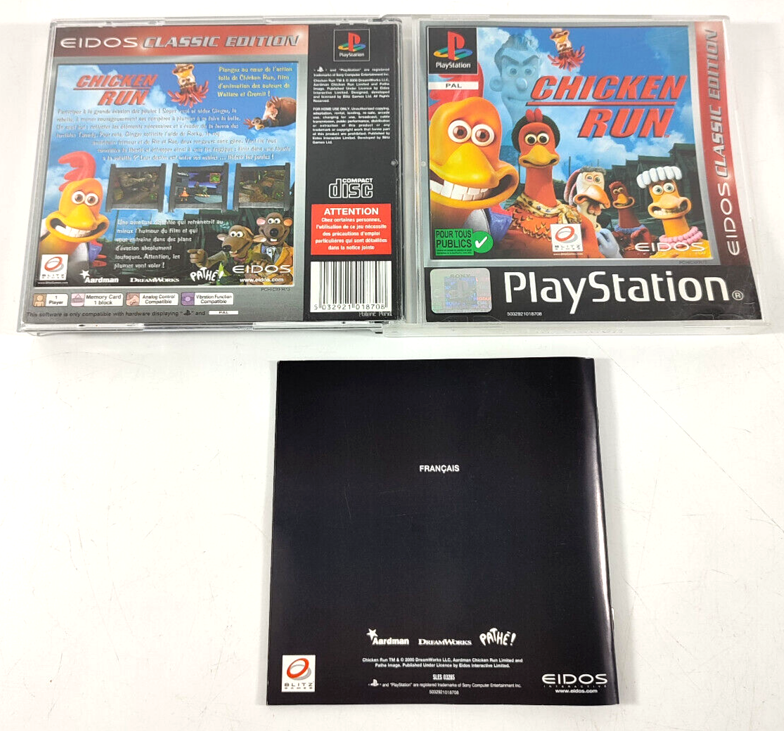 Jeu Chicken Run Sur PlayStation 1 PS1 - Version Française Complète Avec Notice - État Correct