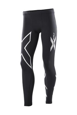 GENUINE || 2XU Youth Boys Compression Long Tights - Black / Silver Logo