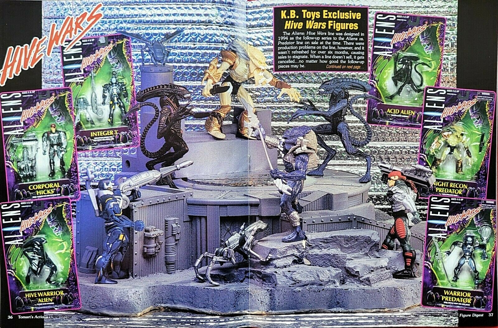 1999 KB Toys ALIENS: HIVE WARS Action Figures = 2pg TRADE Print AD 17 X ...
