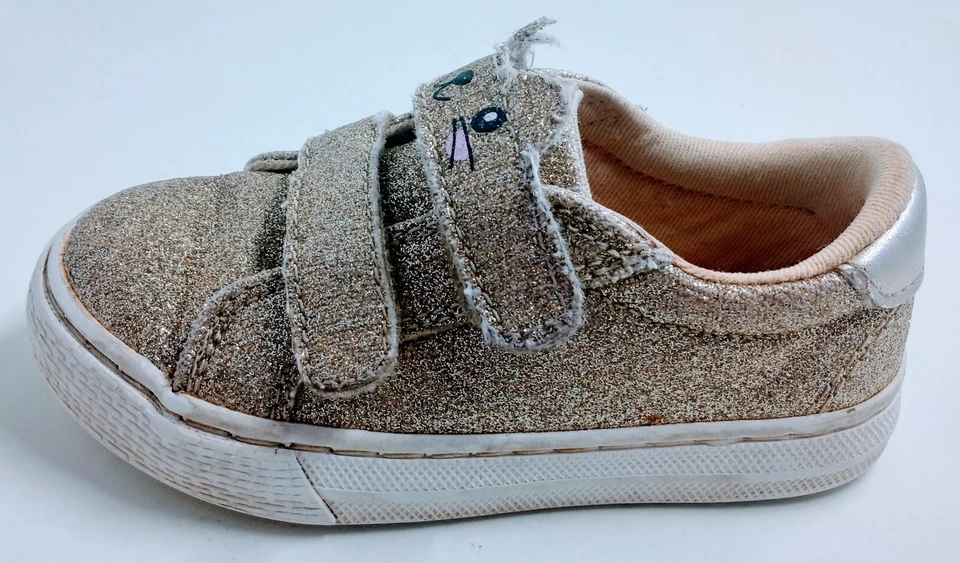 Tenis Tenis Tenis Mujer’s Brillo Dorado Correa Sin Cordones Lugar para Niños Talla 7 Foto 2 de 4