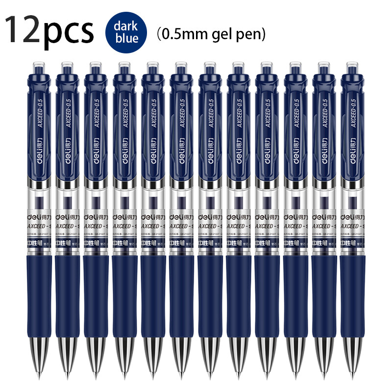 12 Pcs 0.5mm Dark Blue Ink Gel Pen Stationery Signing Office High