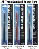 3 Fisher Space Pens / One Each Red, Blue & Black Rocket Series Pens 3 Fisher Space Pens / One Each Red, Blue & Black Rocket Series Pens