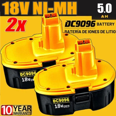 2Pack DE9098 Battery For Dewalt 18V 5.0Ah DC9096 DE9095 DC725 Cordless Drill New