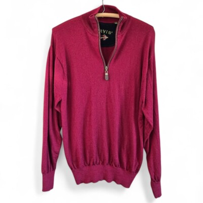 Orvis Mens Half-Zip Pullover Sweater Burgundy Wool/Cashmere Blend Size M 