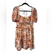 Listicle So Lovely Floral Square Neck Dress Lined Dress Keyhole Tie in Front